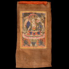 Antique Tibetan Thangka White Tara Goddess Budha Statue Temple Painting 19TH C picture