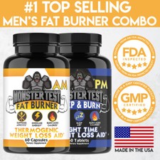 Monster Test  AM Day + PM Sleep Night Fat Burner Weight Loss Combo for Men 2PACK picture