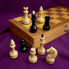 Wooden Vintage Chess Set Vintage Wooden Full Soviet Chess Set USSR picture
