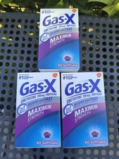 NEW(3x) Gas-X Max Strength 250mg Simethicone Gas-Bloating-Discomfort 50 Softgels picture