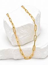 Rosé Luxe Golden Link Necklace – Waterproof Tarnish-Free Hypoallergenic Gold Cha picture