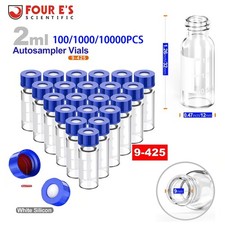 100/10000Pcs 2mL Glass Vials Autosampler Vials Sample Vials w/ 9-425 Screw Caps picture