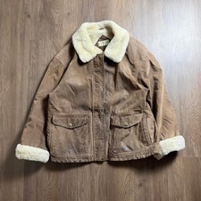 Vintage Charles Klein Penny Lane Boho Suede Leather Faux Fur Jacket Brown XL picture