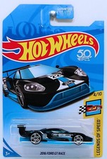 HOT WHEELS 2016 Ford GT Race Black Car Legends Of Speed Kroger Excl Black/Blue picture