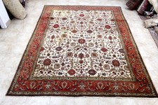 10X13 1940's ANTIQUE HAND KNOTTED VEGETABLE DYE IVORY TABRIZZ WOOL PERSIANN RUG picture