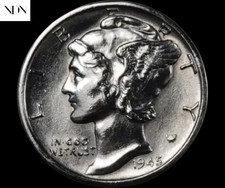 1945-S MICRO S Mercury Silver Dime - Uncirculated BU picture