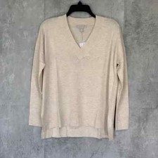 Chelsea28 Women's Beige Oatmeal Heather V-Neck Oversized Hi-Low Sweater SZ XXS picture