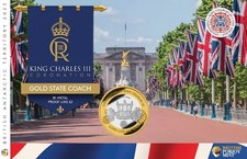 2023 BRITISH ANTARCTIC TERR. - £2 POUNDS - GOLD STATE COACH / CHARLES III - BU picture