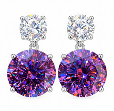 RARE 15 Ct Certified Diamond Solitaire Studs, Great Sparkle, Tariffs FREE picture