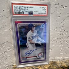 Topps 2020 Bowman Draft Justin Foscue RC Auto CDA-JF Purple Refractor /250 picture