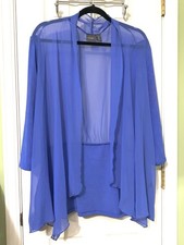 Travelers by Chicos Sz 3 (XL) Blue Sheer Kimono Cardigan Lightweight Open  picture