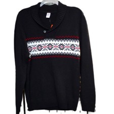 NWT Gymboree Men's Sweater Pullover Black Snowflake Men Size XXL New picture