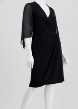 Connected Women's Black Cape-Sleeve Surplice Sheath Dress Petite Size 4P picture