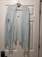 Eileen Fisher Light Blue Open-Front Linen Duster picture