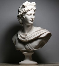 Apollo Greek Roman God Bust Head Cast Marble Statue Sculpture Handmade 12.6 in picture