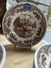 Royal Stafford Thanksgiving Brown HOMELAND  DEER STAG BOWLS ~  Set of 6 ~ New picture