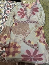Sweet Pea Stacy Frati Y2k V Neck Babydoll Tunic Top 60's Floral Boho Mesh Sz M picture