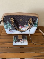 Giani Bernini Signature Bears Dome Satchel W/ Wallet Winter Holiday Christmas  picture