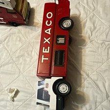 Vintage 1960s Wen-Mac Texaco Jet Fuel Tanker Truck Toy Pressed Metal White Cab picture