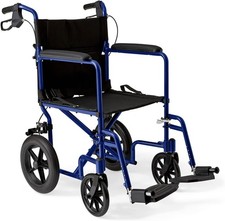 Econo Home  Lightweight Foldable Transport Wheelchair w/Handbrakes Blue picture