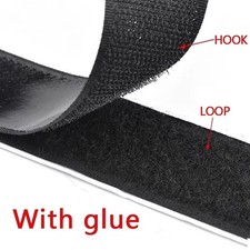 Hook & Loop Strips with Adhesive Heavy Duty Straps Tape with Sticky Back 2PC Blk picture