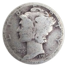 1919-D Mercury Dime G Good 90% Silver picture