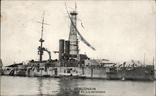 Battleship USS Wisconsin Military C. E. Waterman c1900s-10s Vintage Postcard picture