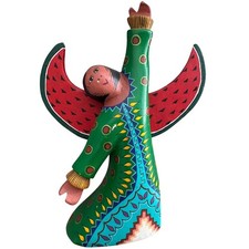 Vintage 2006 Jacobo y Maria Angeles Oaxaca Angel Watermelon Wings Wood Carving picture