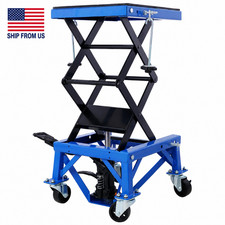 300 LB Hydraulic Motorcycle Scissor Lift Jack Dirt Bike Stand Foot Pedal Wheels picture