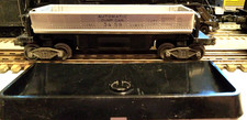 LIONEL POSTWAR 3459 SILVER AUTOMATIC DUMP CAR IN GOOD CD OB, LINER, TRAY picture