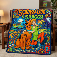 Scooby Doo & Shaggy Blanket Best Friends Mystery Inc Cartoon Throw Gift DH46 picture