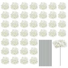 64 Set Silk Hydrangea Flowers White Artificial Flowers for Wedding picture