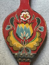 VINTAGE NORWEGIAN-STYLE ROSEMALING FIREPLACE BELLOWS — HAND-PAINTED FOLK ART picture