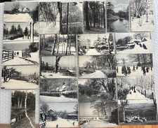 23 Antique B&W Postcard Series Winter Snow Scene Farm House Kids Sled UNP 1907 picture