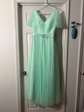 A-Line/Princess Tulle Long Bridesmaid Dresses With Sleeves picture