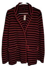 Title: NWT Talbots Striped Knit Blazer Jacket Womens Large L Red Black 52637841 picture