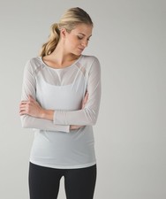 Lululemon Gray If You're Lucky Long Sleeve Top Mesh See-Through Open Back Sz 8 picture