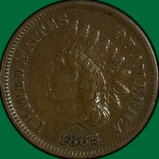1865 Plain 5 Indian Head Cent Very Fine VF Coin #48757 picture
