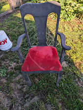 Antique (1880's)Armchair, Red Upholstered Padded Seat, With Arms, 24x22x36 picture