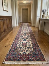 C 1920’s ANTIQUE FINE ORIENTAL KIRMAN RUG RARE SIZE RUNNER RUG 2.7x18.2 picture
