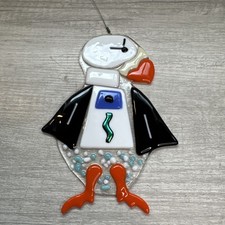 Colorful Fused Glass  PUFFIN window Hanging picture