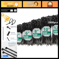 2000 PCS Assorted Zip Ties - 4-12 Inch Self-Locking Nylon Cable Ties, UV Resista picture