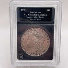 1898 P $1 UNITED STATES 90% SILVER MORGAN DOLLAR W/BRADFORD HOLDER KM#110 picture