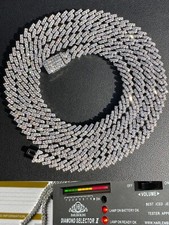 MOISSANITE Real 5mm Micro Miami Cuban Link Prong Chain Iced 925 Silver Necklace picture