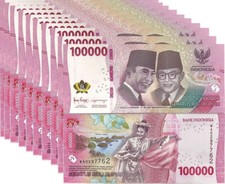 UNC INDONESIAN RUPIAH 100,000 X 10 = 1 Million (1,000,000) IDR INDONESIA picture