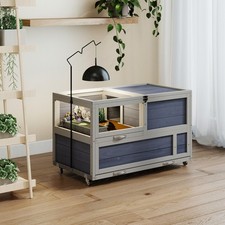 Coziwow Wooden Double-Layer Tortoise Enclosure with Adjustable Lamp Stand Indoor picture