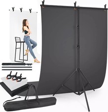 LINCO Photo T-Shape Backdrop Stand Black/White 2 Backdrops Support Kit - AM207 picture