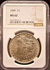 1889 P Morgan Silver Dollar NGC MS62 $1 Coin Philadelphia Uncirculated picture