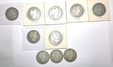 Barber Half Dollars 90% Silver. Mixed Dates 1899-1915 P D S  Lot of 10 Coins picture