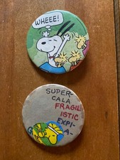 Vintage Snoopy Woodstock Peanuts Badge-A-Minit Pinback Buttons Lot 2 2.25